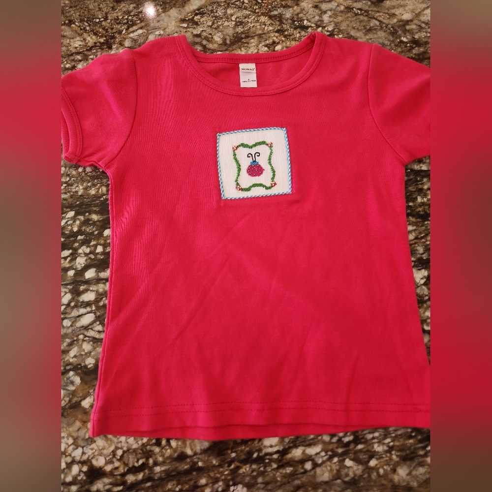 Vibrant Red Kids' T-Shirt with Embroidered Design